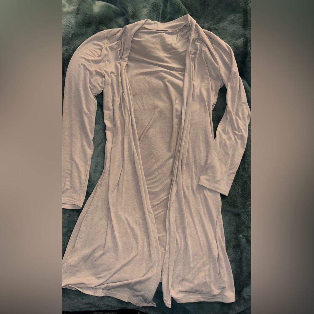 Tan/cream lightweight long cardigan